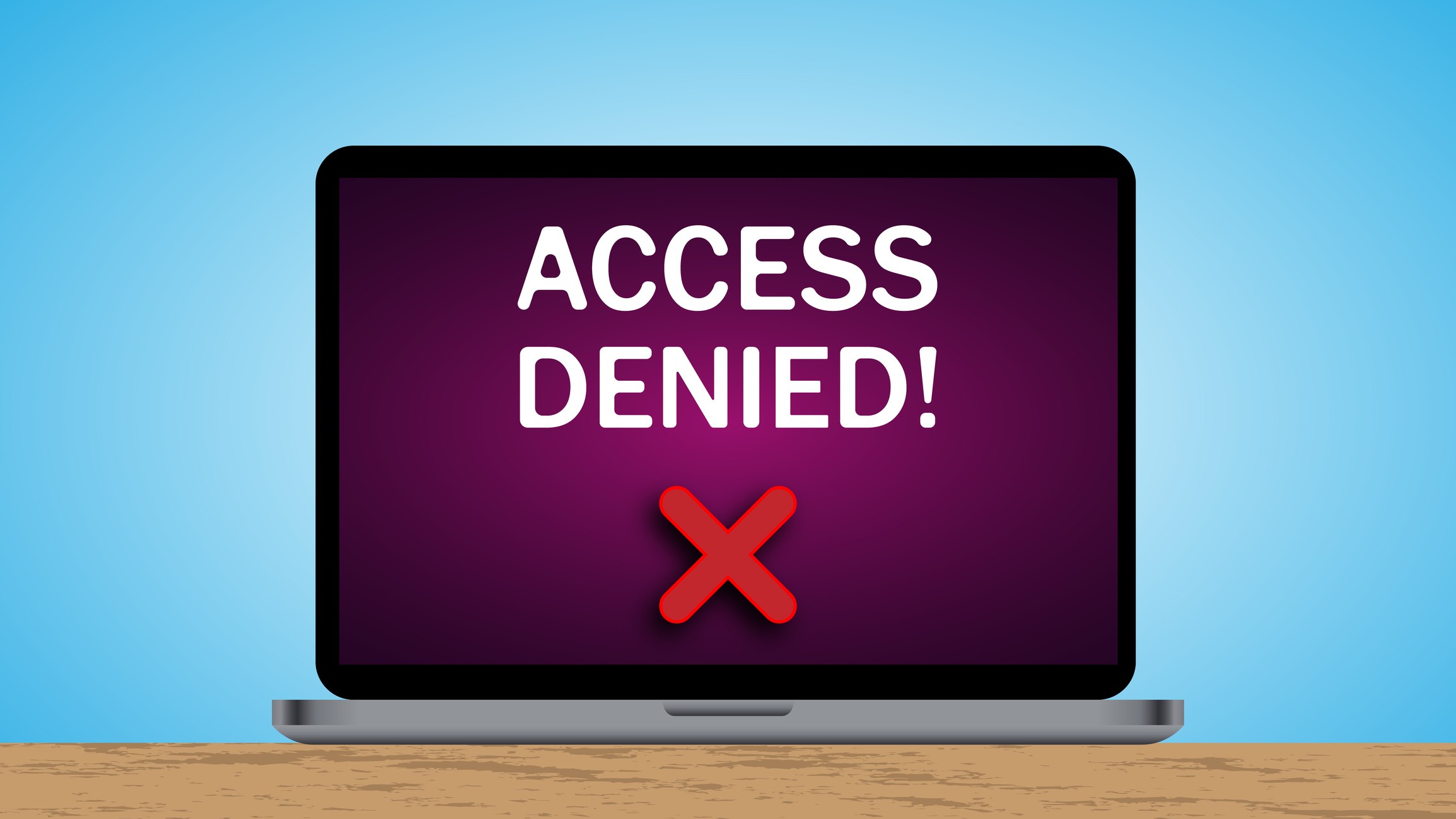 computer or website access denied sign on a laptop screen - vector illustration
