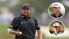 Main image of Shane Lowry with inset (above) of Austin Eckroat and inset (below) of David Skinns
