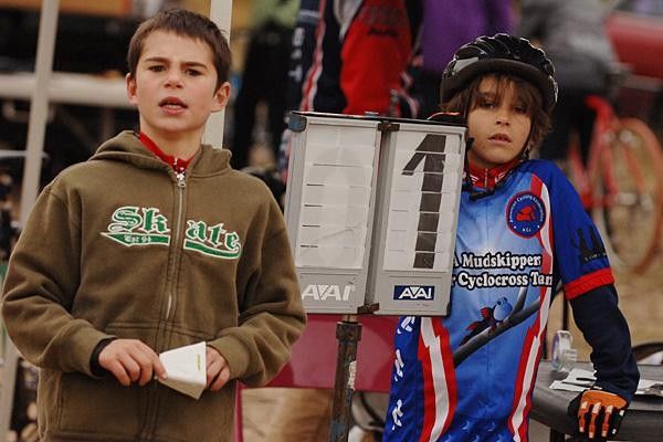 After their race, the kids were put to work changing the lap board...