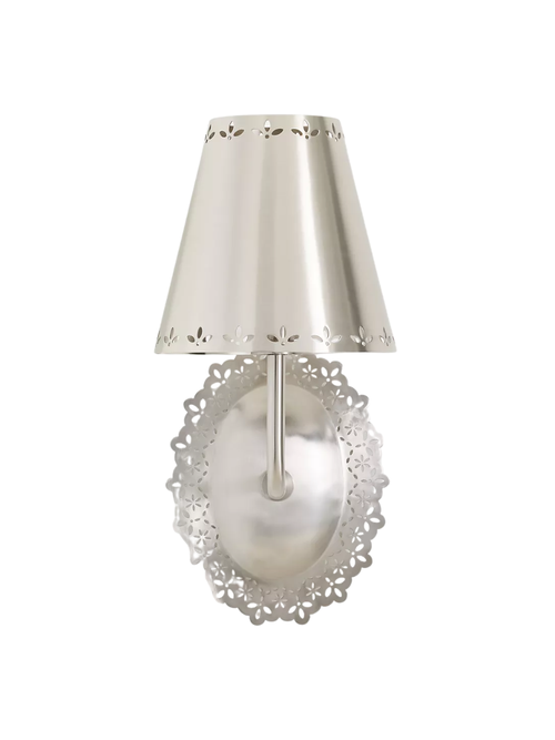 Lacie Lace Trimmed Antique Nickel Sconce