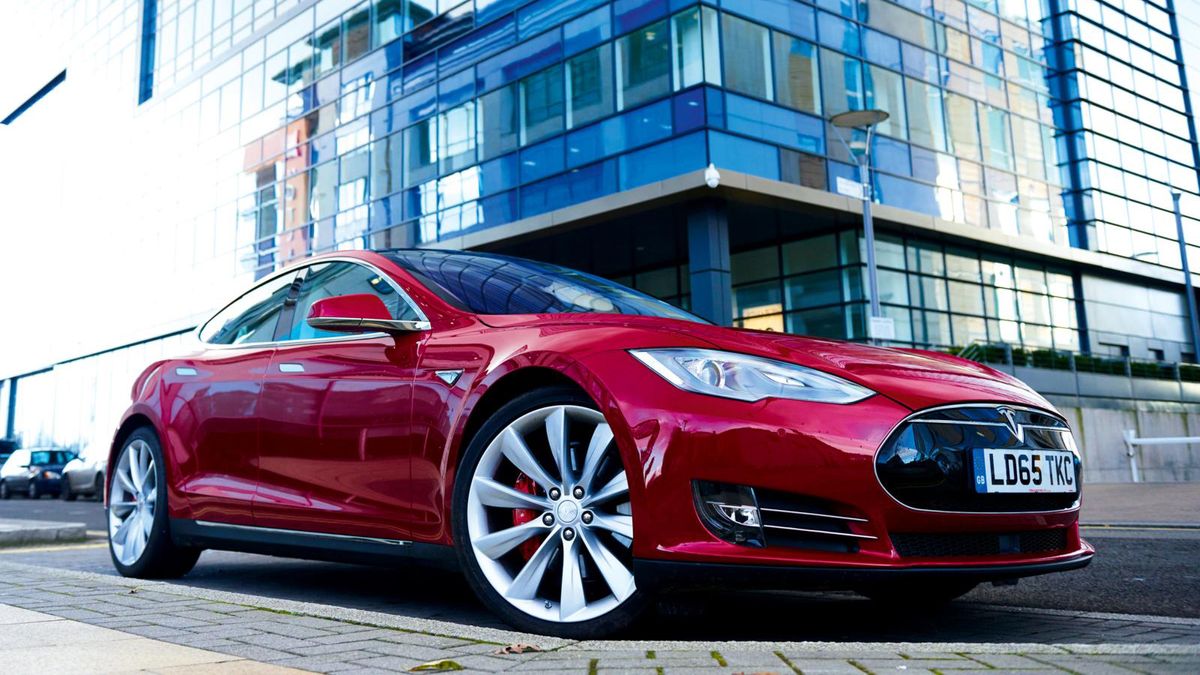 Tesla car parked on a street