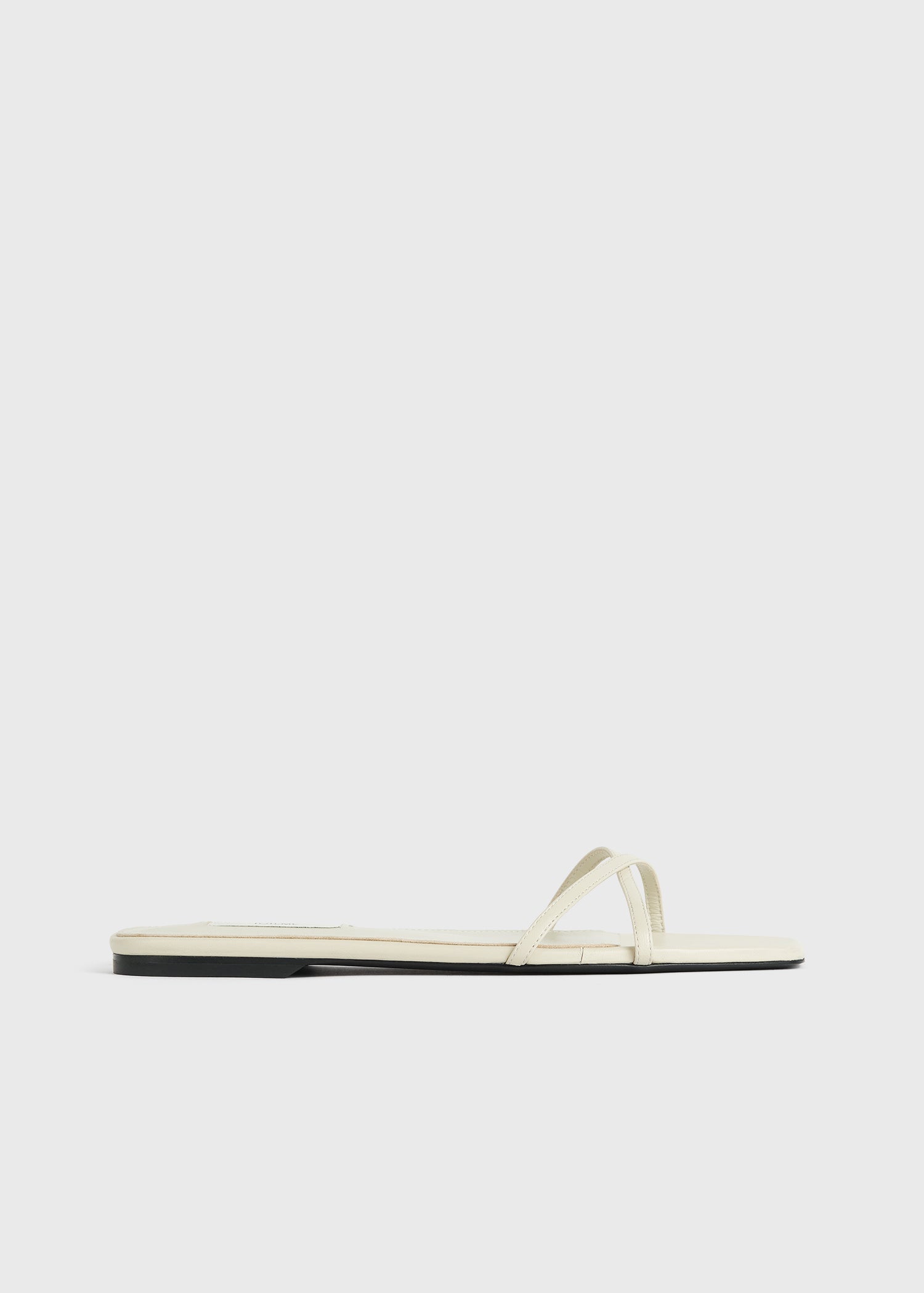 Leather Crossover Slides Off-White