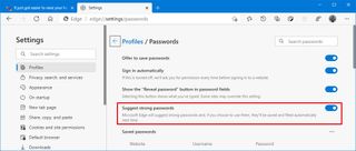 Microsoft Edge suggest strong passwords