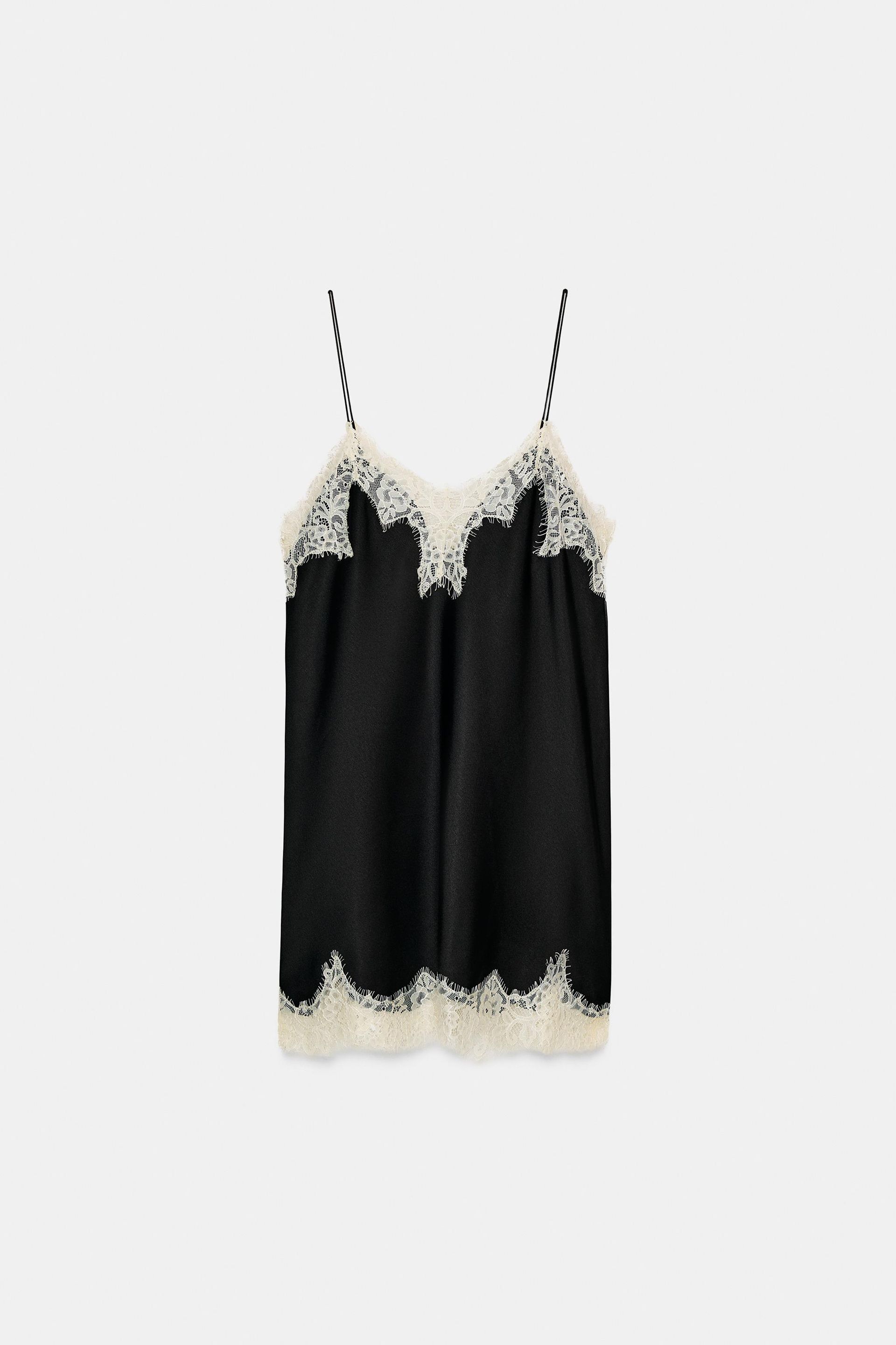 Contrast Lace Satin Top Zw Collection