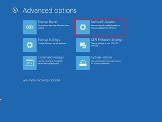 Advanced Startup Uninstall Updates on Windows 10