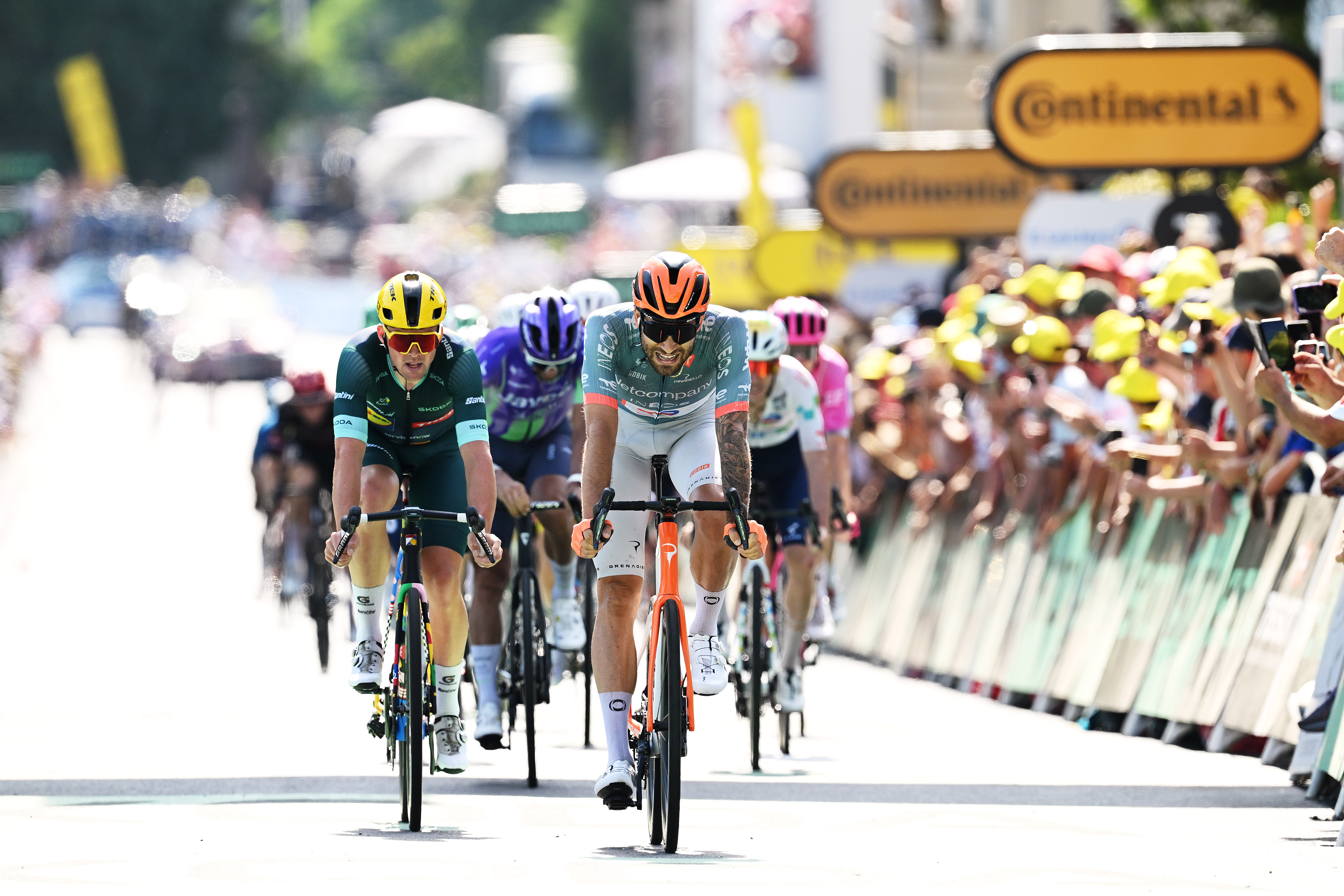 Filippo Ganna (Netcompany INEOS) crosses the finish line on stage 9 of the Tour de France 2026. (Photo by Dario Belingheri/Getty Images)