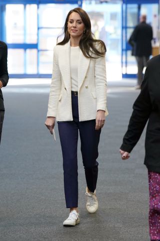 Kate Middleton wears Zara double breasted blazer at Landau Forte College Derby