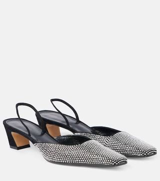 Roosevelt verzierte Slingback-Pumps aus Leder