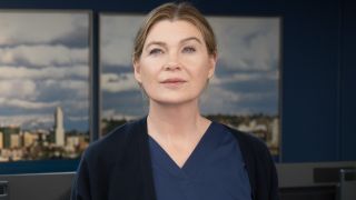 Ellen Pompeo as Meredith Grey on Grey's Anatomy Season 21.