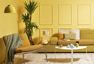 Bright yellow decorating living room