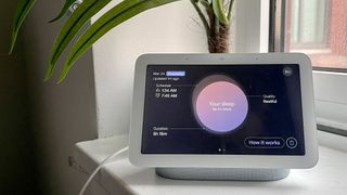 수면 추적 디스플레이가 열린 Google Nest Hub (2 세대)