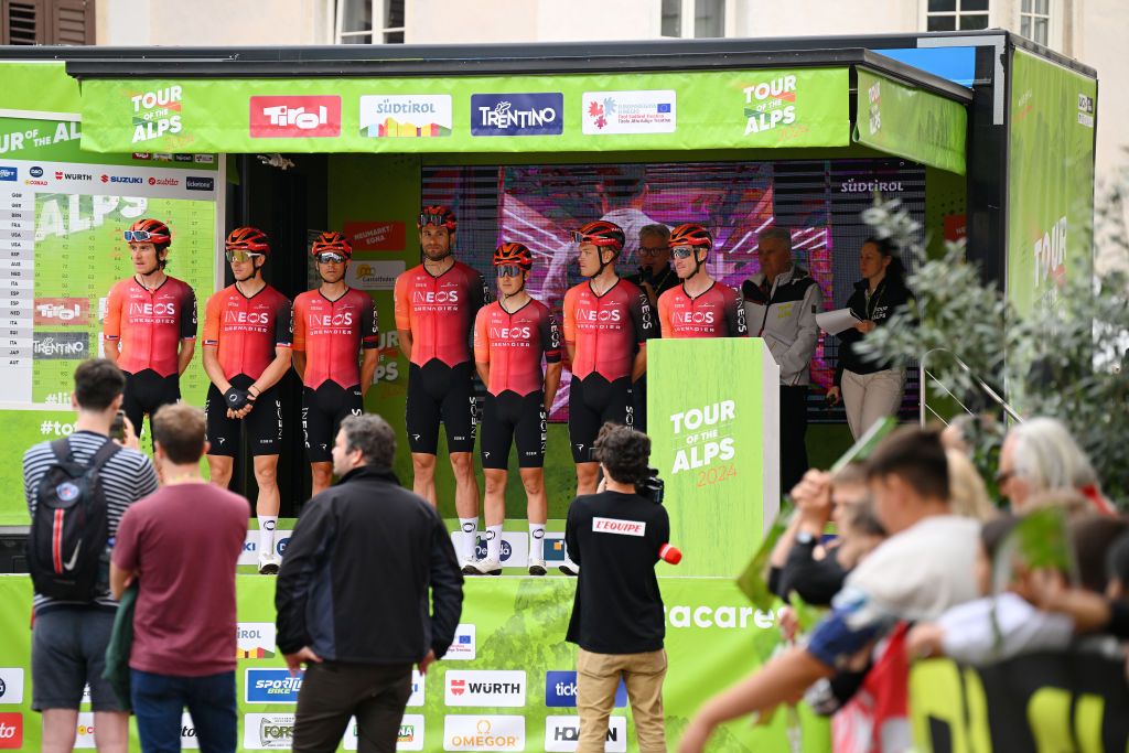 Ineos Grenadiers on the Tour of the Alps podium