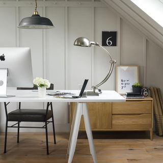 desk table with wooden floor