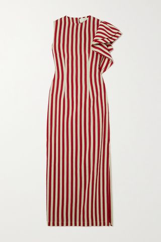 Franz Ruffled Striped Faille Maxi Dress