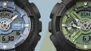 Casio G-Shock Metallic Color Dial Series watches in blue and green