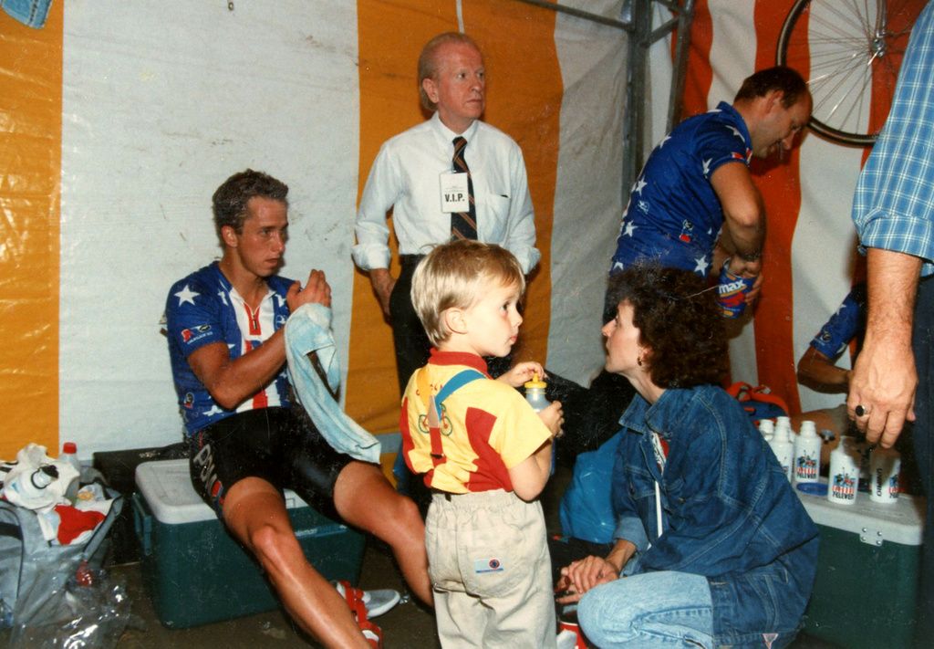 Greg LeMond with his family after the 1998 Worlds in Ronse