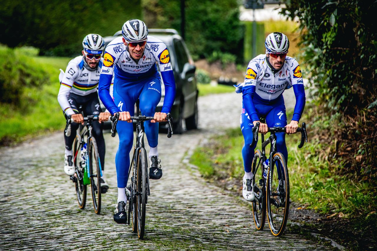 Belgian domestique Tim Declercq with Alaphilippe and Devenyns