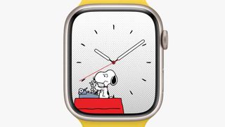 WWDC screengrab showing Snoopy on an Apple Watch face