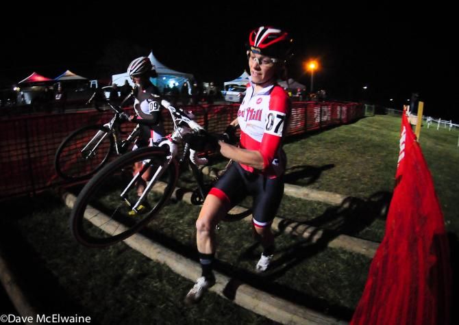 Mo Bruno-Roy (Bob&rsquo;s Red Mill-Seven) running one of the sets of barriers
