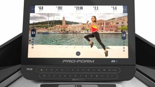 Image shows the display of the ProForm Premier 900 treadmill.