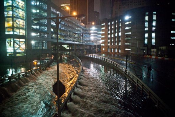 Flooding in lower Manhattan during Superstorm Sandy.