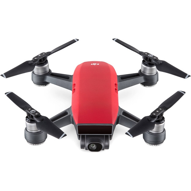 DJI Spark red drone on a white background