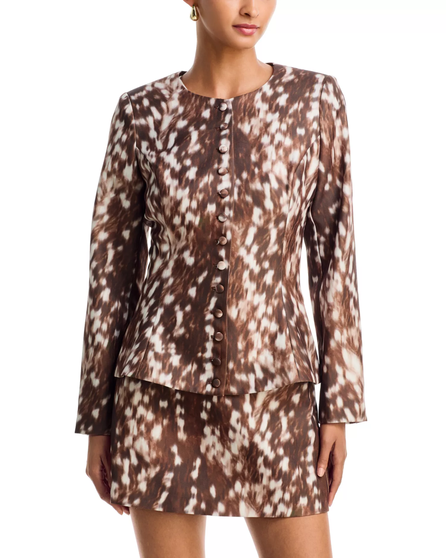AQUA x Nicky Hilton, Crewneck Peplum Hem Jacket