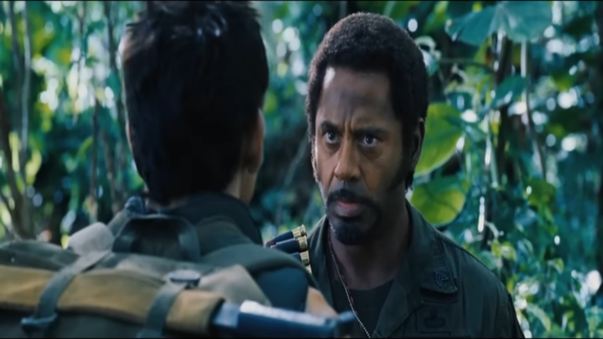 Robert Downey Jr. in blackface in Tropic Thunder