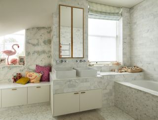 Grey tiled bathroom