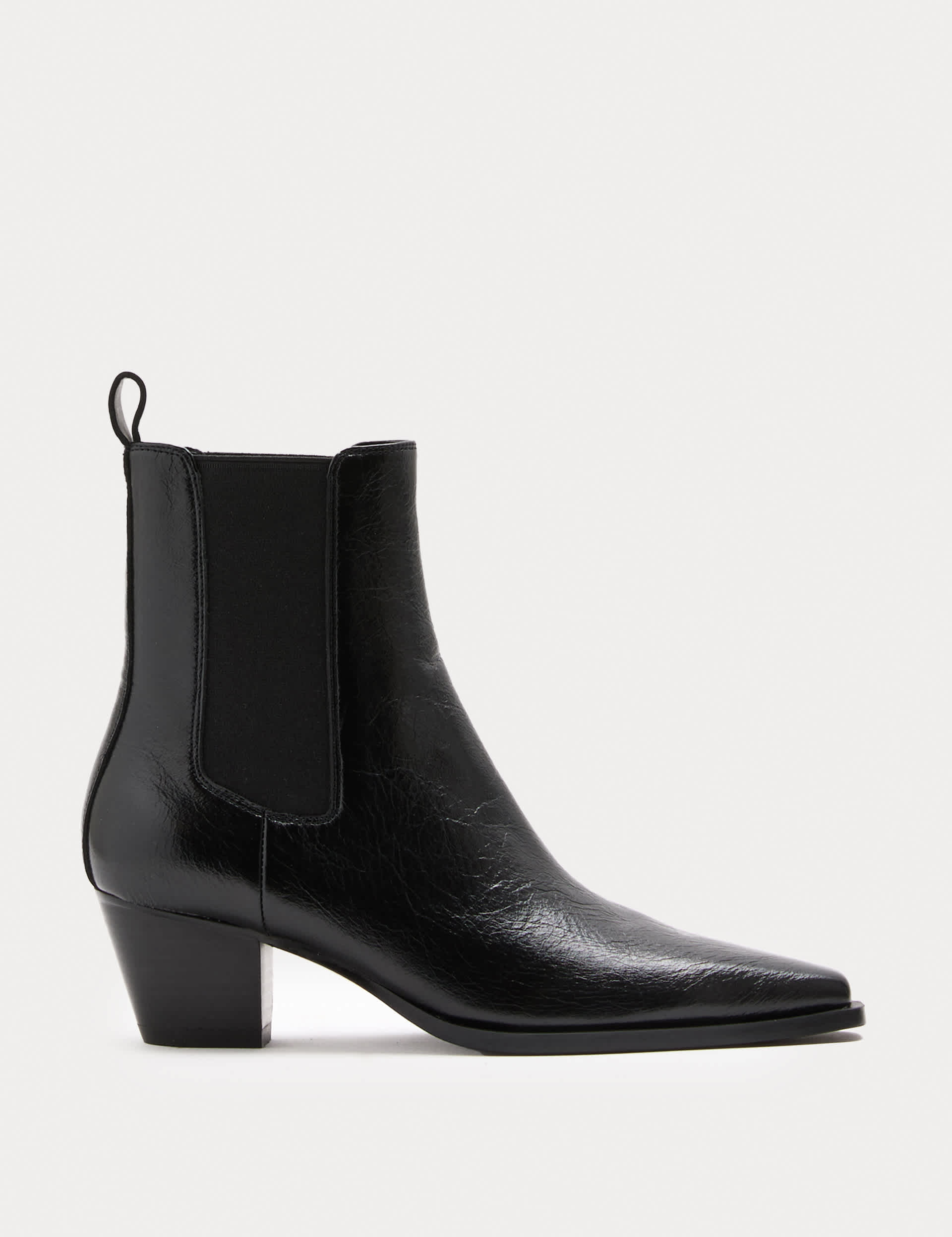 Leather Chelsea Block Heel Ankle Boots