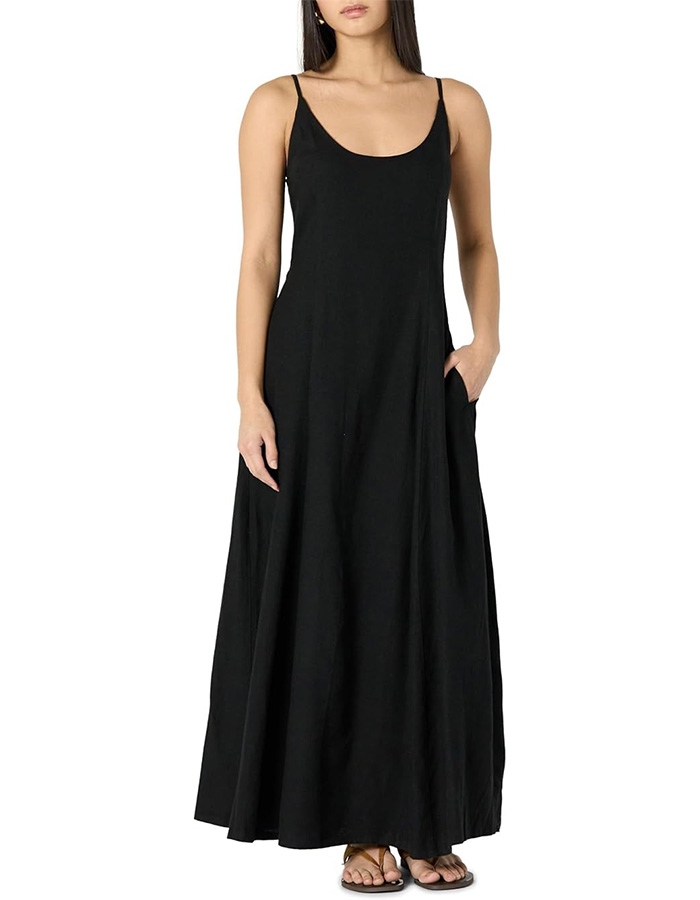 The Drop, Luna Scoop Neck Linen Maxi Dress