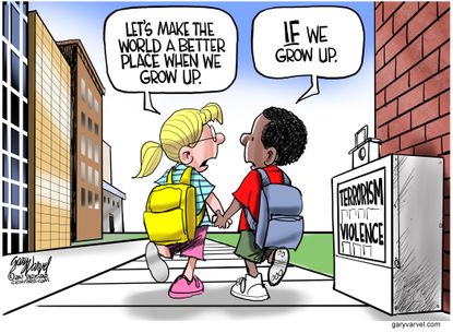 Editorial cartoon U.S. Back to school terrorism violence