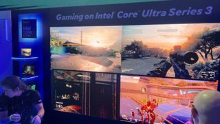 An Intel Core Ultra series 3 powered PC playing a PC game