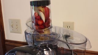 Juicing strawberries, apples and pinepples in the Breville Juice Fountain Cold Plus