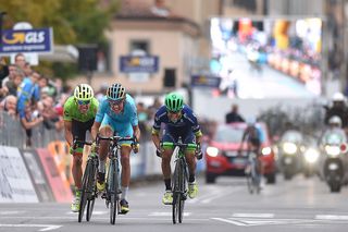 Diego Rosa, Esteban Chaves and RIgoberto Uran in the finale of Il Lombardia