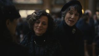 Caroline and Sally-Anne at Logan's funeral in Succession