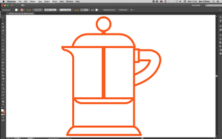 A line drawing of a coffee pot