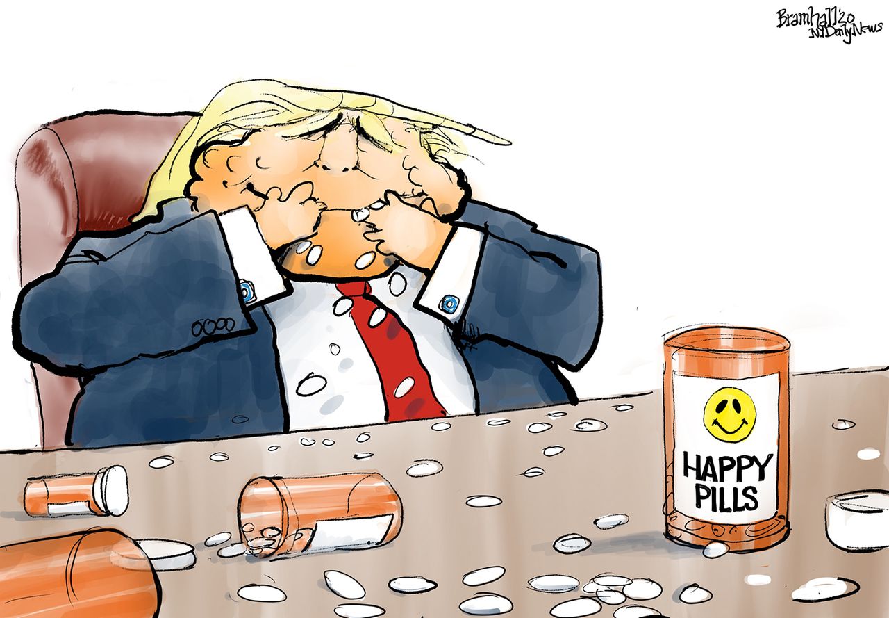 Political Cartoon U.S. Trump hydroxychloroquine coronavirus