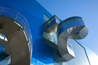 Exterior staircase on Grange Park side of Frank Gehry addition to the Art Gallery of Ontario in Toronto Ontario Canada