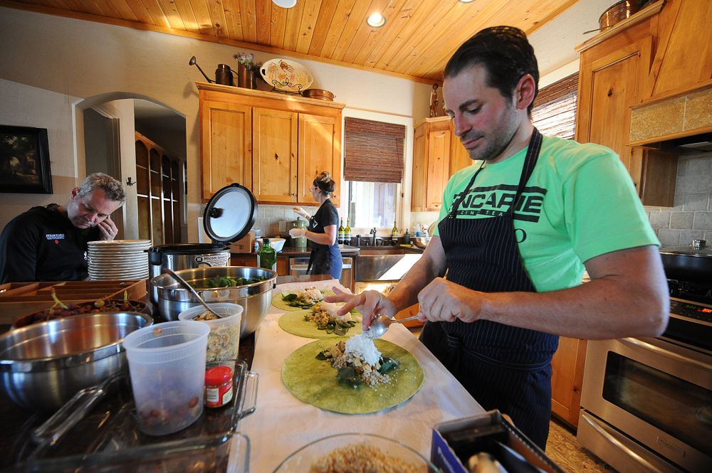 Team Chef Matt Accarrino prepares a meal for the riders.