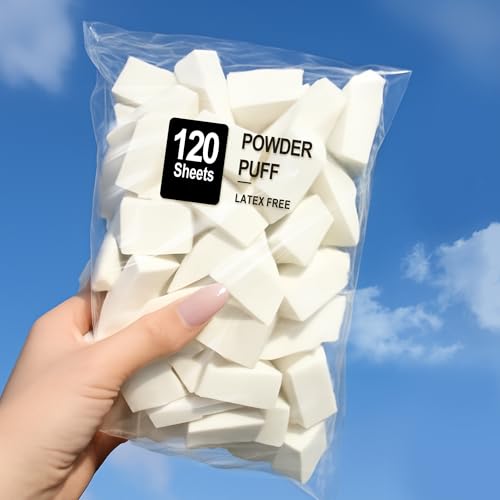 120 Count Makeup Sponges Triangle Cosmetic Wedges for Foundation Blending, Nail Art, Crafts, Painting (white)