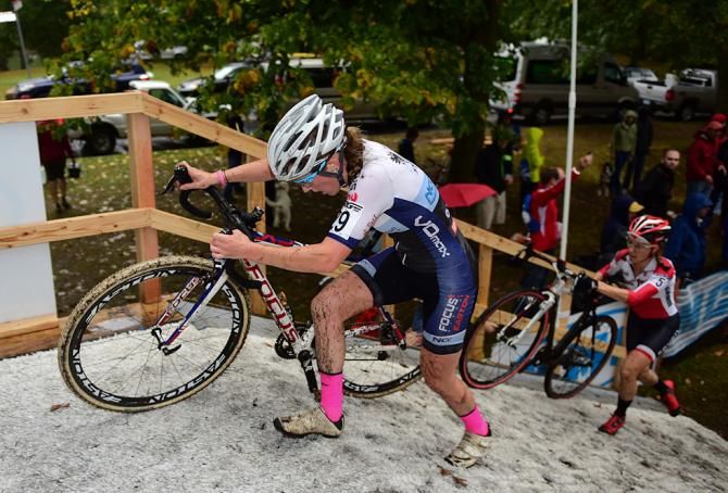 Young Ellen Noble (JAM Fund) running a slick ramp with Mo Bruno-Roy behind her