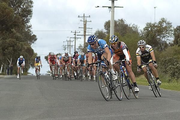 The leading trio of Barry, Lovelock-Fay and Malcolm Rudolph are in the peloton's sights entering the final five laps.