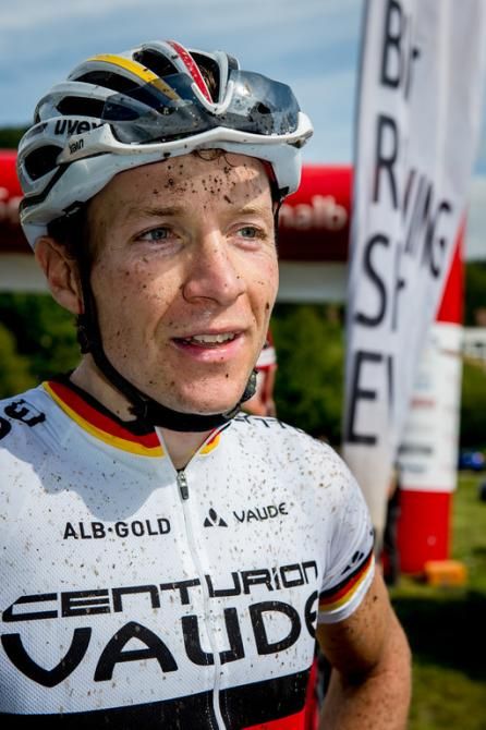 Markus Kaufmann after winning the stage