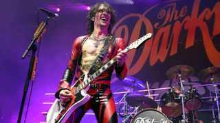 Justin Hawkins of The Darkness performs at The Roundhouse on December 09, 2023 in London, England.