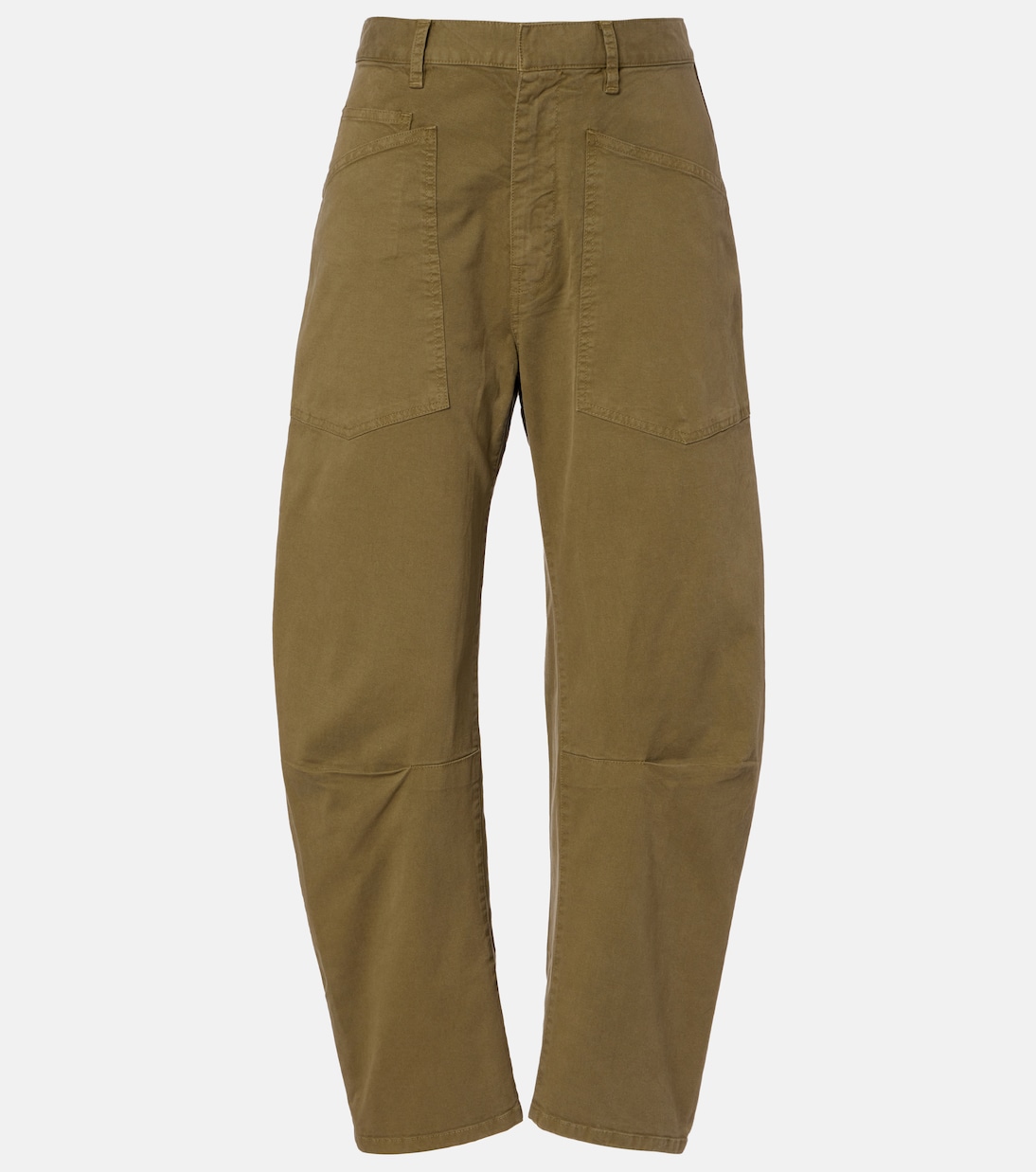 Shon Cotton Twill Barrel-Leg Pants in Green - Nili Lotan