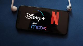 Major streaming service logos visible on an iPhone screen