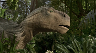 A dinosaur seen from the side in Disney's Dinosaur