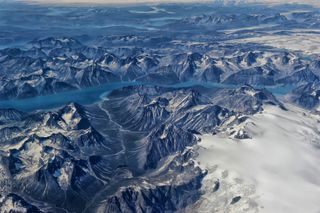 Greenland view from airplane