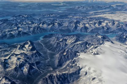 Greenland view from airplane